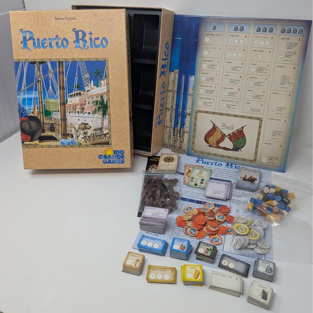 Puerto Rico Board Game 2002 Rio Grande Games 100 % Complete Strategy Eurogame